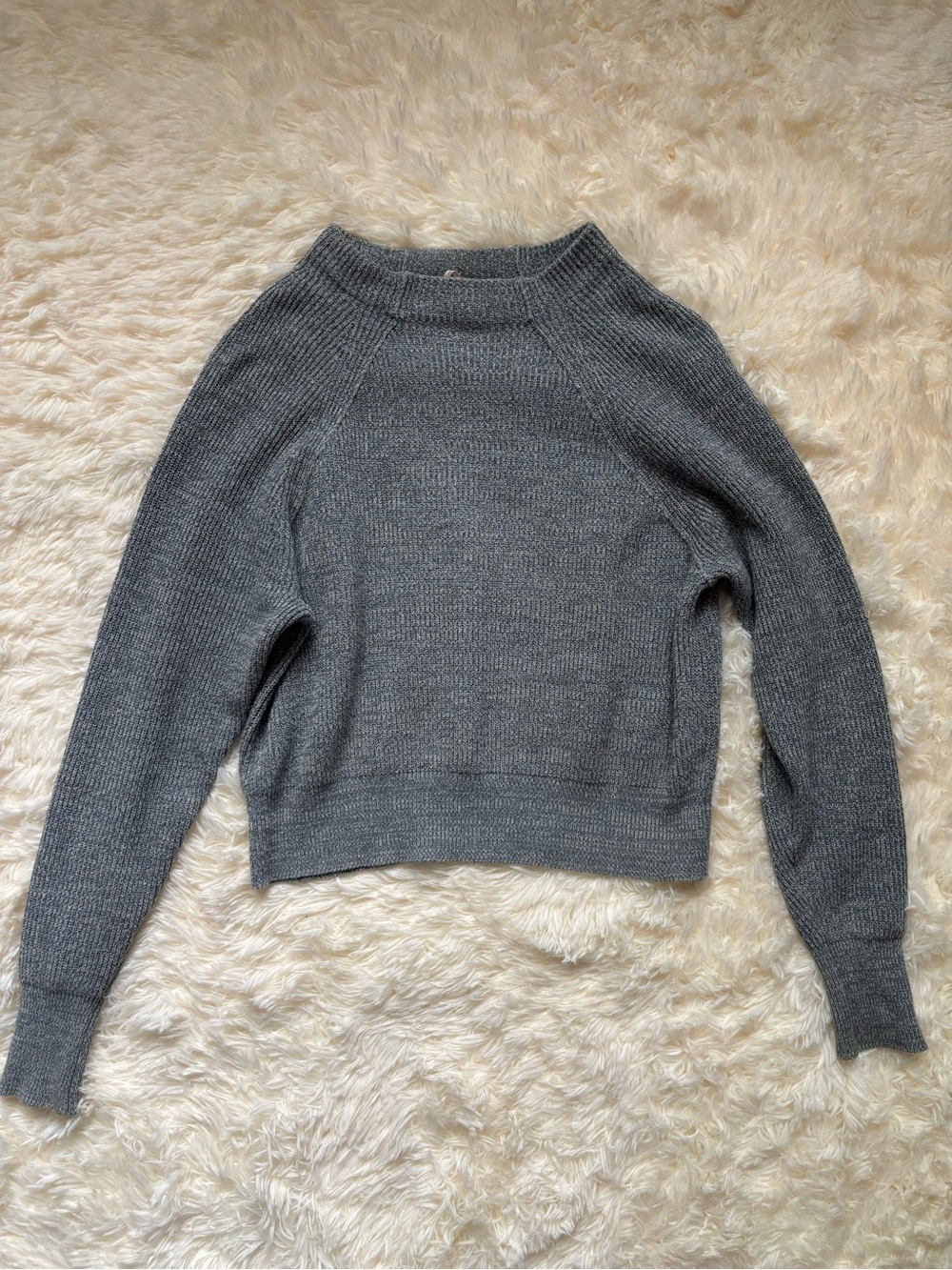 Free People Gray Marled Knit Raglan Sweater Women’s S